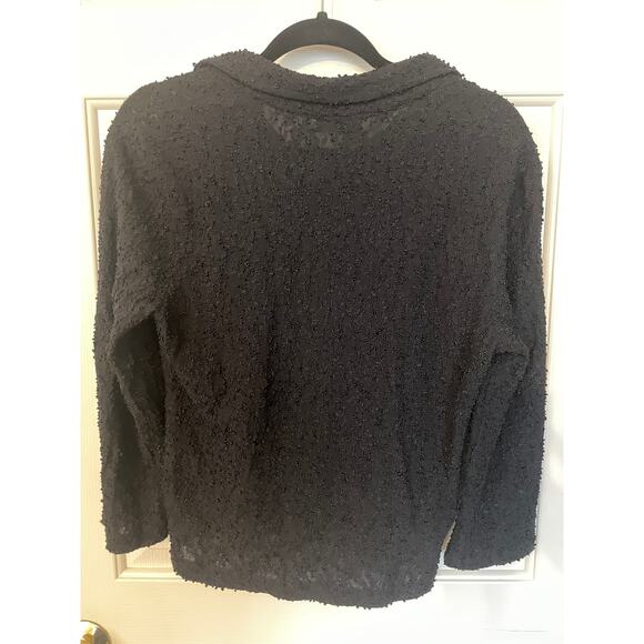 Front Street Womens Large Button Up Cardigan Black Collar Diamond Shape Button - Picture 3 of 11